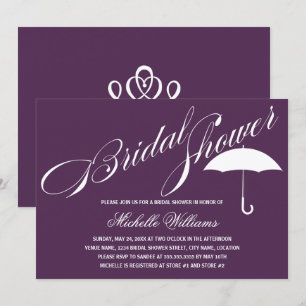 Calligraphy Parbrella Lila Möhippa Inbjudningar