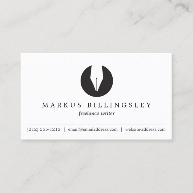 CALLIGRAPHY PEN NIB LOGOTYP 3 för författare eller Visitkort (Framsida)