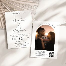 Calligraphy Photo Arch med QR-kod i Inbjudningar