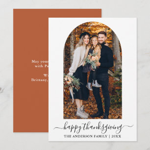 Calligraphy Photo Arch Thanksgiving Terracotta Julkort