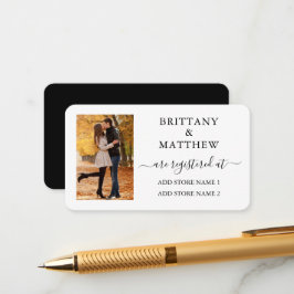 Calligraphy Photo Bröllop Registry Black White Tilläggskort