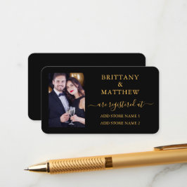 Calligraphy Photo Bröllop Registry Guld Black Tilläggskort
