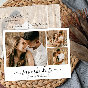 Calligraphy Photo Collage Spara datuminbjudan Inbjudan Vykort