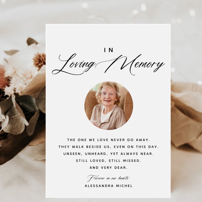 Calligraphy Photo in Loving Memory Bröllop-tecken Poster (Skapare uppladdad)