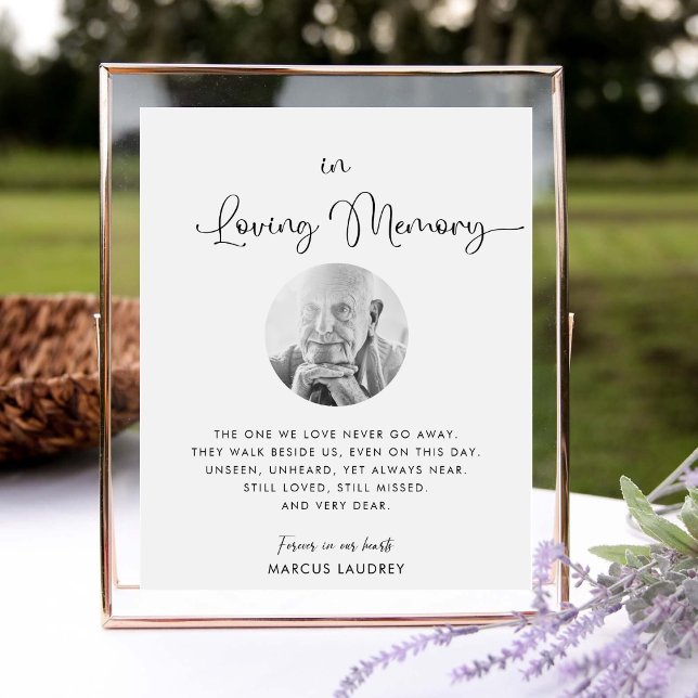 Calligraphy Photo in Loving Memory Bröllop-tecken Poster (Skapare uppladdad)