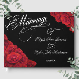 Calligraphy Photo Red Roses Black Wedding Gästböcker