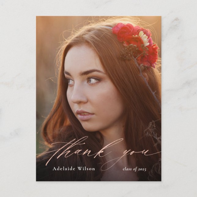 Calligraphy Photo Studenten Tack Vykort (Framsida)