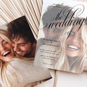 Calligraphy Photo Wedding-inbjudan Inbjudningar
