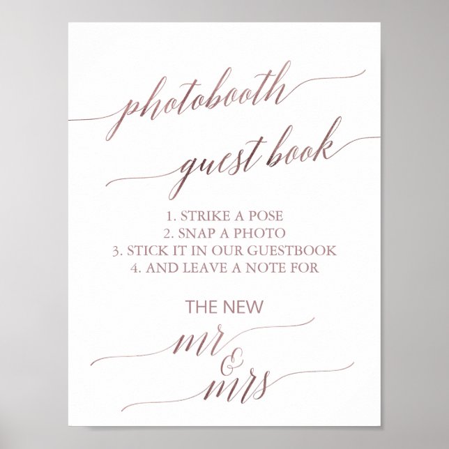 Calligraphy Photobooth Guestbook elegant Guld Poster (Framsidan)