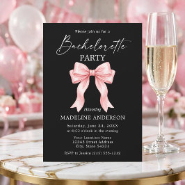 Calligraphy Pink Bow Bachelorette Party Inbjudningar