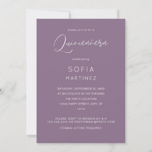 Calligraphy Quinceanera Lila MOD Inbjudningar