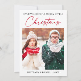 Calligraphy Red Bläck Pen Minimalist Julfoto Julkort