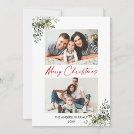 Calligraphy Red Bläck Script Photo Greenery Berrie Julkort