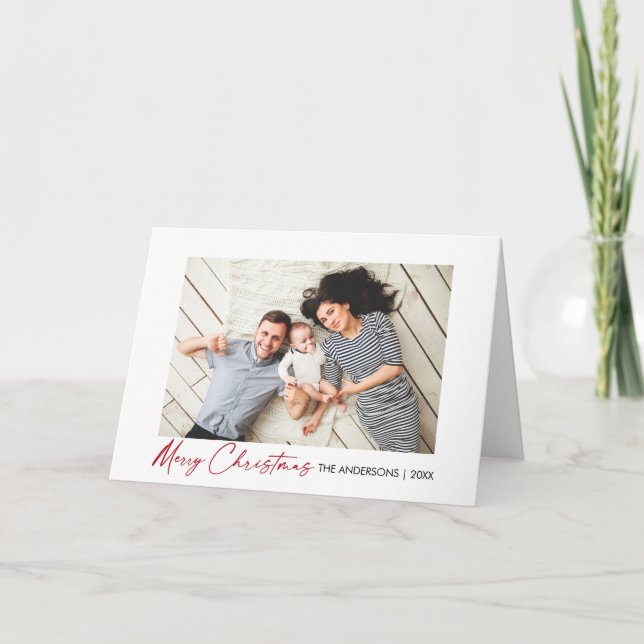 Calligraphy Red Bläck-skript, julfotfoto Helgkort (Framsida)