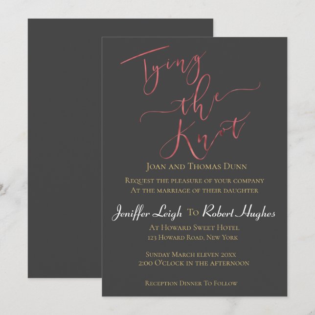 Calligraphy Ro Guld Gifter sig Foil Bröllop Inbjudningar (Fram/baksida)