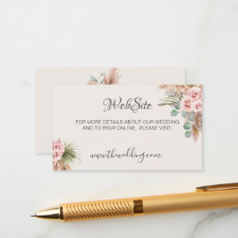 Calligraphy Rustic Boho Blommigt Bröllop Website B Tilläggskort