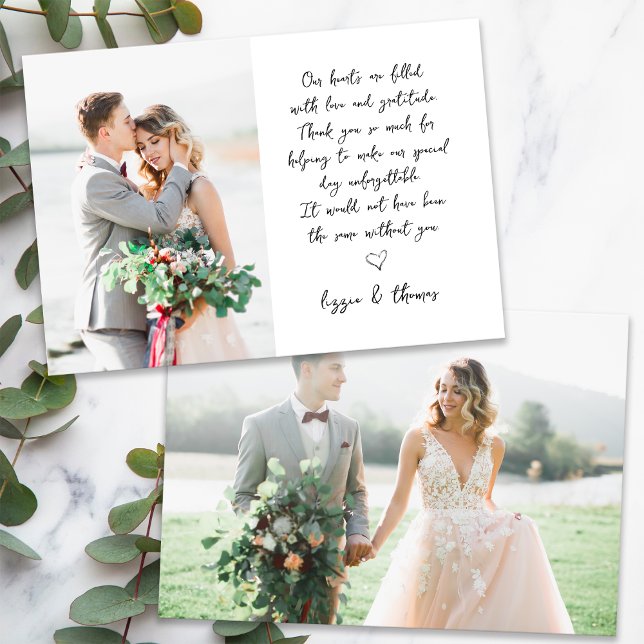 Calligraphy Script 2 Photo Bröllop Tack Kort (Skapare uppladdad)