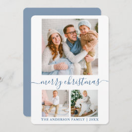 Calligraphy Script 3 Photo Dusty Blue jul Julkort