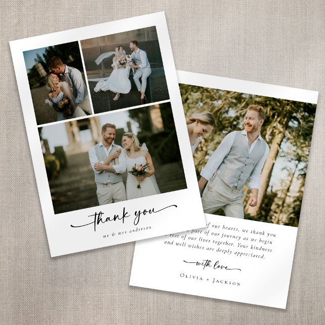 Calligraphy Script 4 Photo Bröllop Tack Kort (Skapare uppladdad)