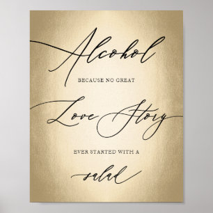 Calligraphy Script Alcohol Kärlek Story Bröllop-te Poster