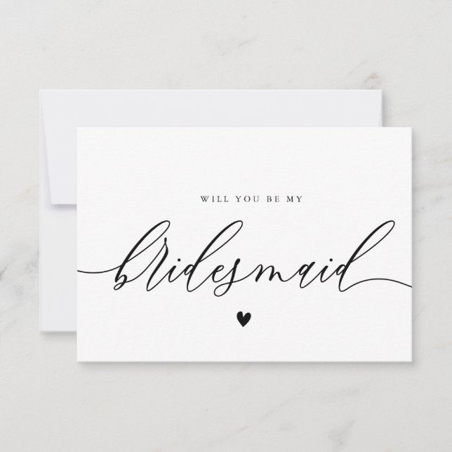 calligraphy script bridesmaid frieri card inbjudningar (Framsida)