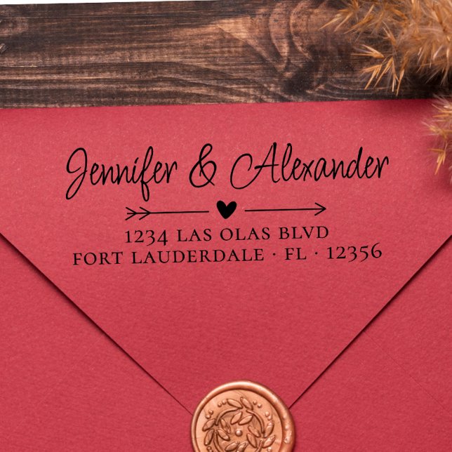 Calligraphy Script Bröllop Returadress Modern Självfärgande Stämpel (Skapare uppladdad)