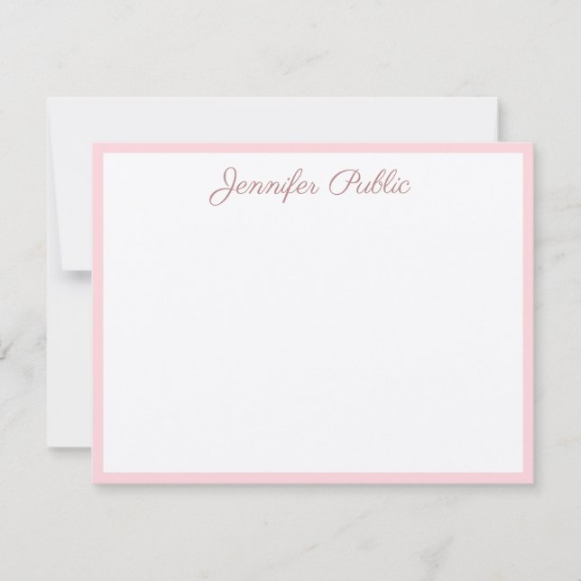 Calligraphy Script Chic Template Real Kraft Papper Anteckningskort (Framsida)