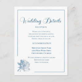 Calligraphy Script Dusty Blue Floral Wedding Tilläggskort
