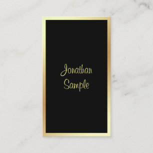 Calligraphy Script Elegant Söt Golden Plain Visitkort