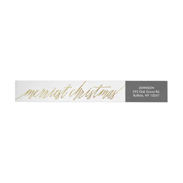 Calligraphy Script Faux Gold Foil God jul Etikettband (Individual)