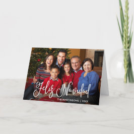 Calligraphy Script Feliz Navidad Photo Fold Helgkort