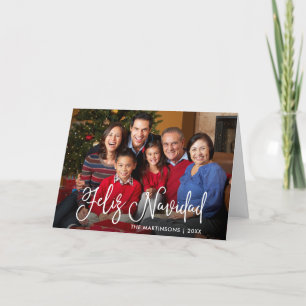 Calligraphy Script Feliz Navidad Photo Fold Helgkort