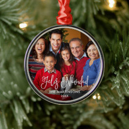Calligraphy Script Feliz Navidad Photo Julgransprydnad Metall