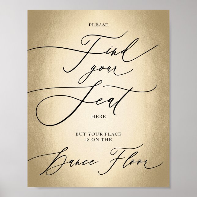 Calligraphy Script Find Your Seat Wedding Sign Poster (Framsidan)