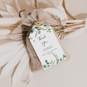 Calligraphy Script Foliage Bröllop Tack Presentetikett