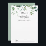 Calligraphy Script Foliage Bröllop well Önskemål Rådkort<br><div class="desc">Det här kalligrafskriptet lövning bröllop well önskemål är perfekt för ett modernt bröllop. Konstruktionen har vattenfärgad handdragen elegant botaniskt eukalyptus grenar och löv, placerad i vackra bouquets och geometriskt mönster. De här korten är perfekter för bröllop, möhippa, babydusch, studentfest och mycket mer. Anpassa korten med namn från bruden och brudgummen,...</div>