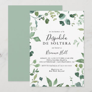 Calligraphy Script Foliage Spain-Möhippa Inbjudningar