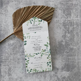 Calligraphy Script Grönt Foliage Bröllop