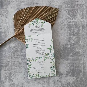 Calligraphy Script Grönt Foliage Bröllop