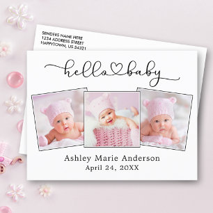 Calligraphy Script Heart 3 Photo Hej Baby Vykort