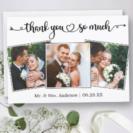 Calligraphy Script Heart 3 Photos Wedding Tack Kort