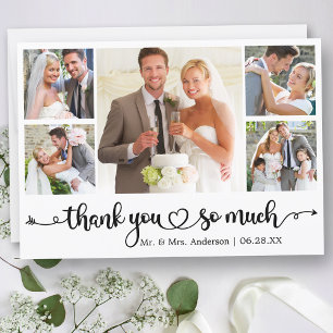 Calligraphy Script Heart 5 Photo Bröllop Tack Kort