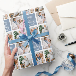 Calligraphy Script Helgdag 3 Photo Dusty Blue Presentpapper