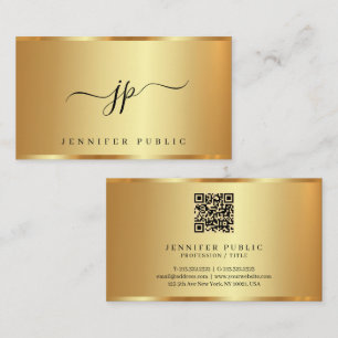 Calligraphy Script Monogram Guld Premium Silke Visitkort