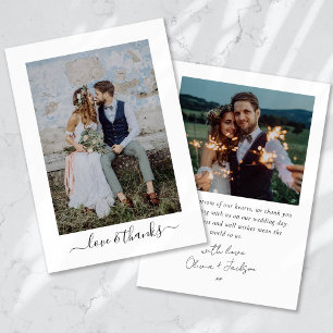 Calligraphy Script Multi Photo Bröllop Tack Kort