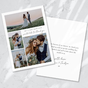 Calligraphy Script Multi Photo Bröllop Tack Kort