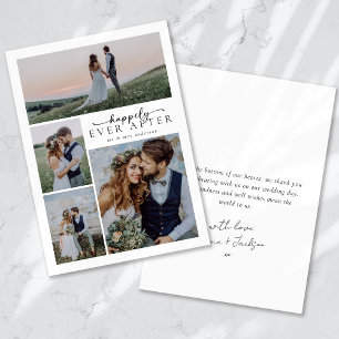Calligraphy Script Multi Photo Bröllop Tack Kort