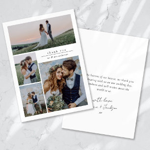 Calligraphy Script Multi Photo Bröllop Tack Kort
