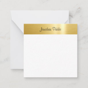 Calligraphy Script Namn Guld White-mall Anteckningskort