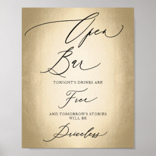 Calligraphy Script Open Pub Funny Bröllop-tecken Poster